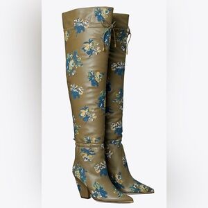 Floral Embroidered Tory Burch over knee boots